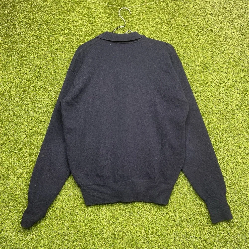 Polo by Ralph Lauren Lambswool Sweater Mens Large Blue Henley Button Dress